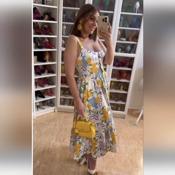 BNWT! Zara linen blend printed midi dress - Picture 5 of 14